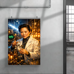 Chien Shiung Wu in physics laboratory glow poster 4
