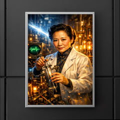 Chien Shiung Wu in physics laboratory glow poster 5