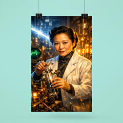 Chien Shiung Wu in physics laboratory glow poster 6