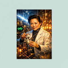 Chien Shiung Wu in physics laboratory glow poster 8