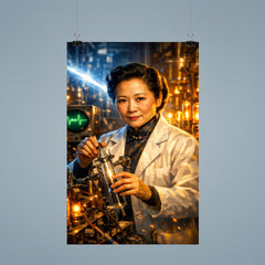 Chien Shiung Wu in physics laboratory glow poster 9