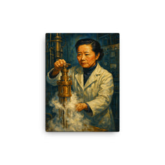 Chien Shiung Wu in the low temperature lab canvas print on a plain backdrop in size 12"x16".