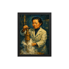 Chien Shiung Wu in the low temperature lab framed print on a plain backdrop in size 12"x16".