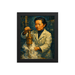 Chien Shiung Wu in the low temperature lab framed print on a plain backdrop in size 8"x10".