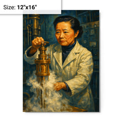 Chien Shiung Wu in the low temperature lab metal print on a plain backdrop in size 12"x16".