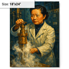 Chien Shiung Wu in the low temperature lab metal print on a plain backdrop in size 18"x24".