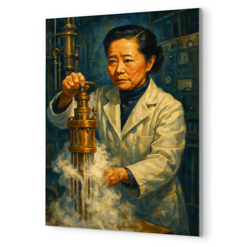 Chien Shiung Wu in the low temperature lab metal print mockup