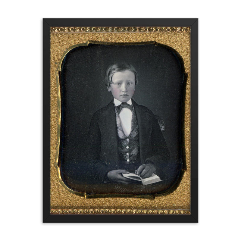 Child Daguerreotype by Unknown Maker framed print on a plain backdrop in size 18