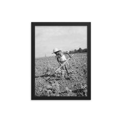 Child of impoverished tenant family working on farm, Alabama by Dorothea Lange framed print on a plain backdrop in size 12"x16".