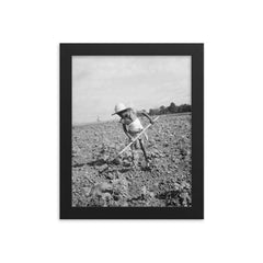 Child of impoverished tenant family working on farm, Alabama by Dorothea Lange framed print on a plain backdrop in size 8"x10".