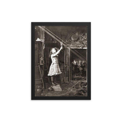 Child Trying to Cut a Sun Beam, 1886 framed print on a plain backdrop in size 12"x16".