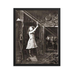 Child Trying to Cut a Sun Beam, 1886 framed print on a plain backdrop in size 16"x20".