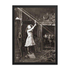 Child Trying to Cut a Sun Beam, 1886 framed print on a plain backdrop in size 18"x24".