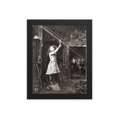 Child Trying to Cut a Sun Beam, 1886 framed print on a plain backdrop in size 8"x10".