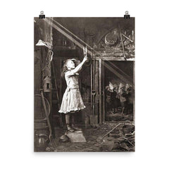 Child Trying to Cut a Sun Beam, 1886 poster on a plain backdrop in size 8"x10".