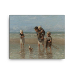 Children of the Sea by Jozef Israels canvas print on a plain backdrop in size 16"x20".