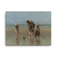 Children of the Sea by Jozef Israels canvas print on a plain backdrop in size 18"x24".