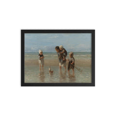 Children of the Sea by Jozef Israels framed print on a plain backdrop in size 12"x16".