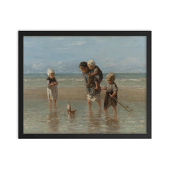 Children of the Sea by Jozef Israels framed print on a plain backdrop in size 16"x20".