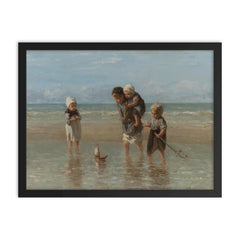 Children of the Sea by Jozef Israels framed print on a plain backdrop in size 18"x24".