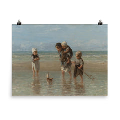 Children of the Sea by Jozef Israels poster on a plain backdrop in size 8"x10".