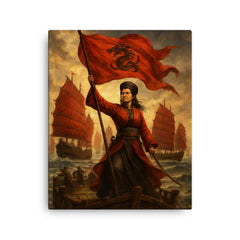 Ching Shih commanding the red flag fleet canvas print on a plain backdrop in size 16"x20".