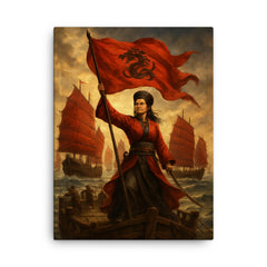 Ching Shih commanding the red flag fleet canvas print on a plain backdrop in size 18"x24".