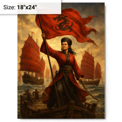 Ching Shih commanding the red flag fleet metal print on a plain backdrop in size 18"x24".