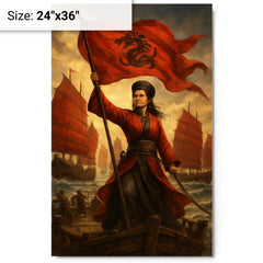 Ching Shih commanding the red flag fleet metal print on a plain backdrop in size 24"x36".