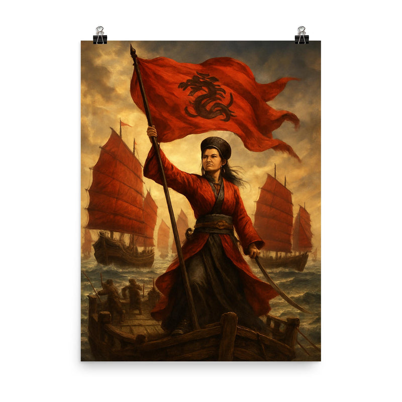Ching Shih commanding the red flag fleet poster on a plain backdrop in size 8