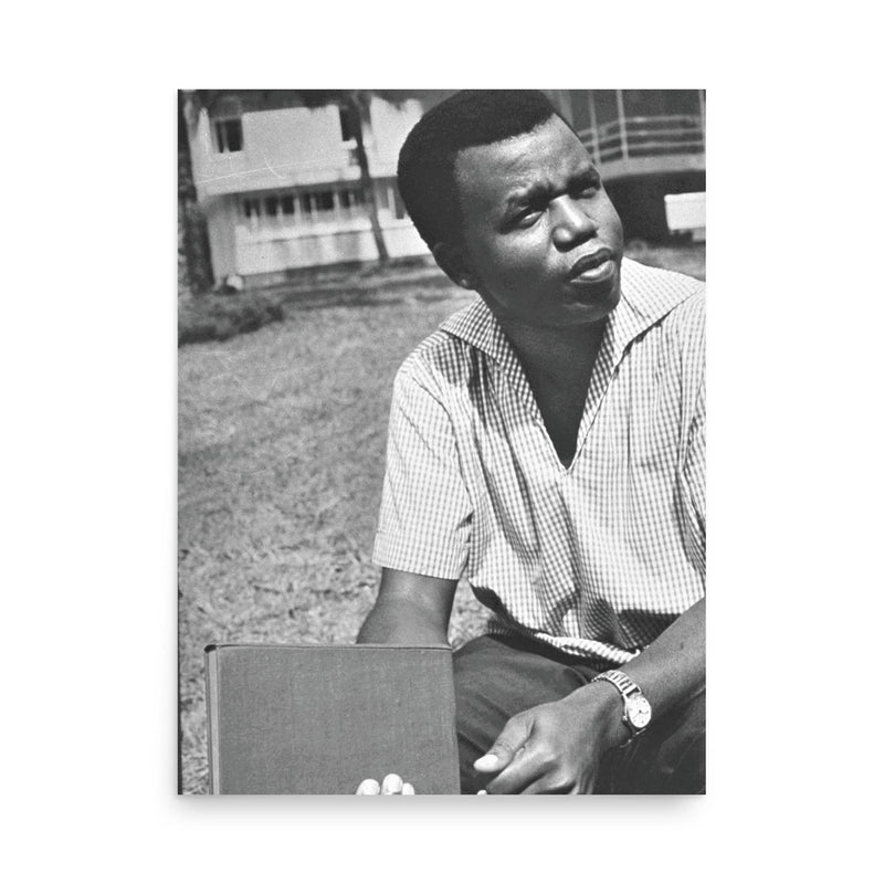 Chinua Achebe poster on a plain backdrop in size 18