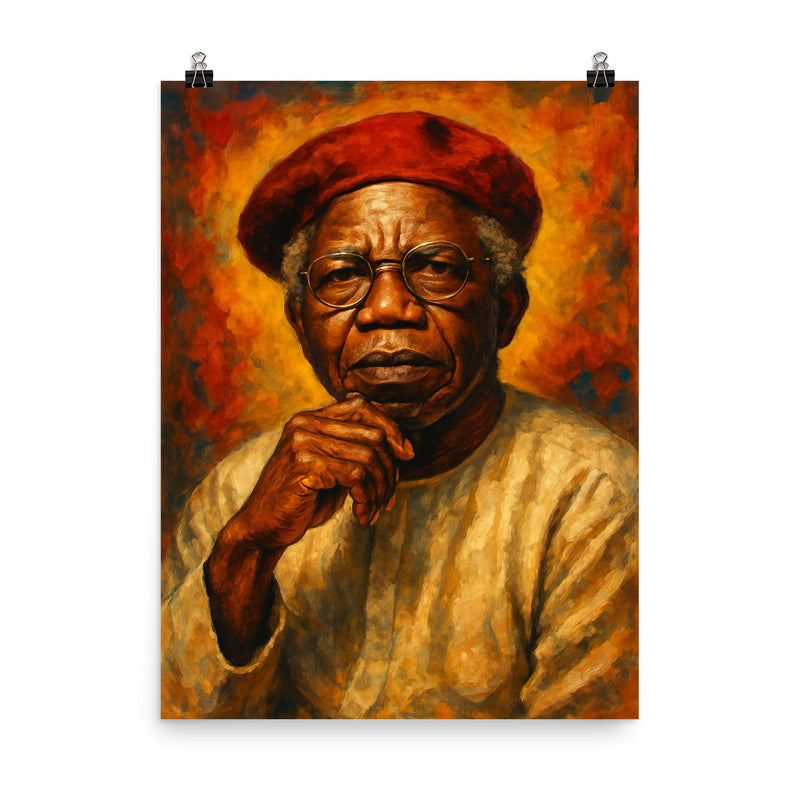 Chinua Achebe poster on a plain backdrop in size 8