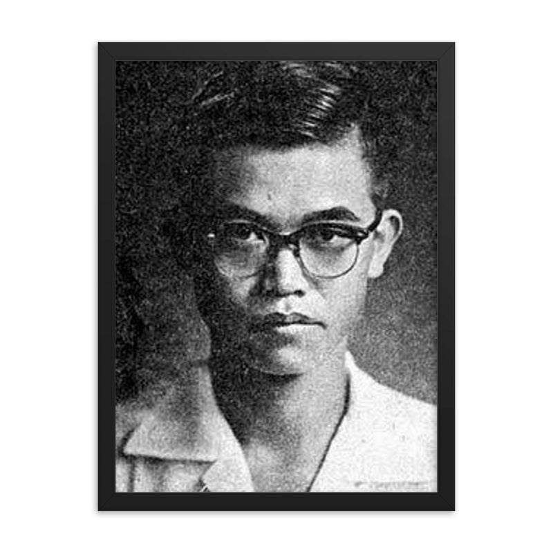 Chit Phumisak framed print on a plain backdrop in size 18