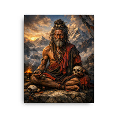 Chögyam Trungpa style avoided ancient Kagyu yogi canvas print on a plain backdrop in size 16"x20".