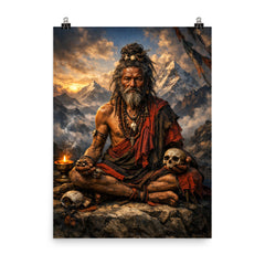 Chögyam Trungpa style avoided ancient Kagyu yogi poster on a plain backdrop in size 8"x10".