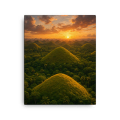 Chocolate Hills Bohol Philippines canvas print on a plain backdrop in size 16"x20".