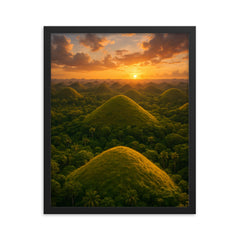 Chocolate Hills Bohol Philippines framed print on a plain backdrop in size 16"x20".
