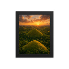 Chocolate Hills Bohol Philippines framed print on a plain backdrop in size 8"x10".