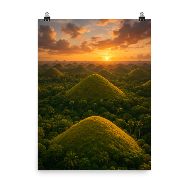 Chocolate Hills Bohol Philippines poster on a plain backdrop in size 8