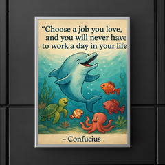 Choose a job you love Confucius quote Dolphin giving swimming lessons Inspiring poster.jpg poster 5
