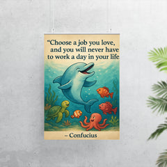 Choose a job you love Confucius quote Dolphin giving swimming lessons Inspiring poster.jpg poster 7