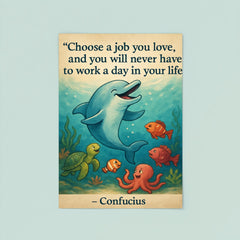 Choose a job you love Confucius quote Dolphin giving swimming lessons Inspiring poster.jpg poster 8