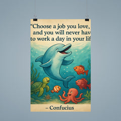 Choose a job you love Confucius quote Dolphin giving swimming lessons Inspiring poster.jpg poster 9