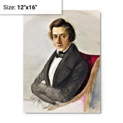 Chopin metal print on a plain backdrop in size 12"x16".