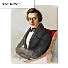 Chopin metal print on a plain backdrop in size 16"x20".