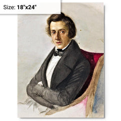 Chopin metal print on a plain backdrop in size 18"x24".
