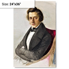 Chopin metal print on a plain backdrop in size 24"x36".