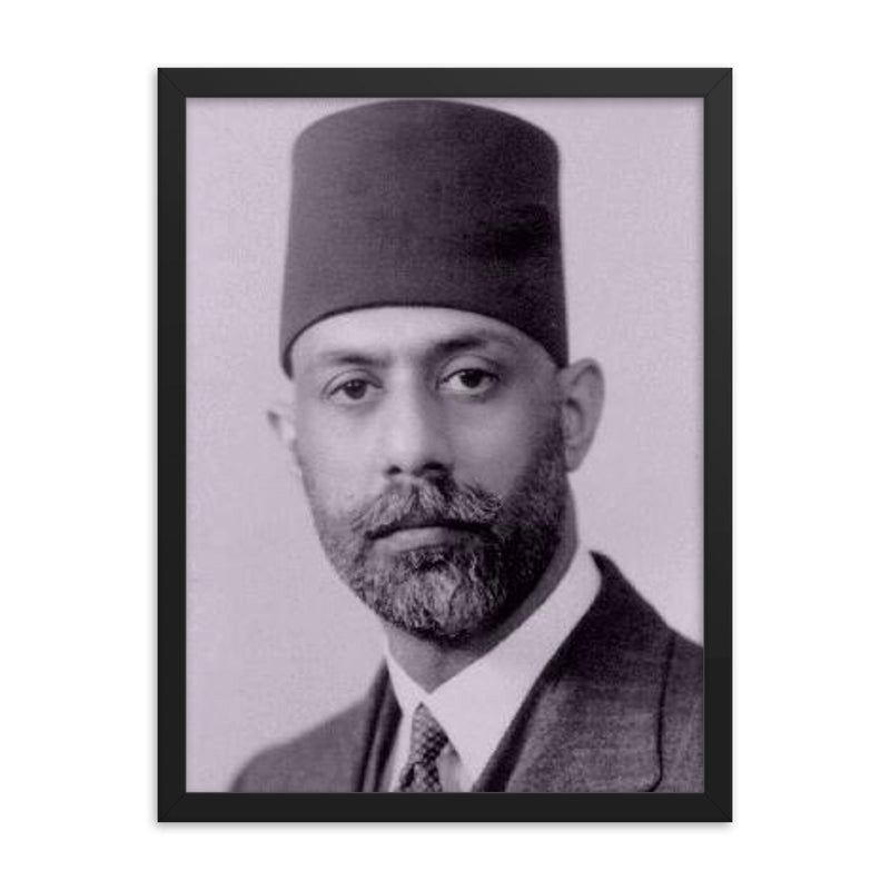 Choudhry Rahmat Ali framed print on a plain backdrop in size 18