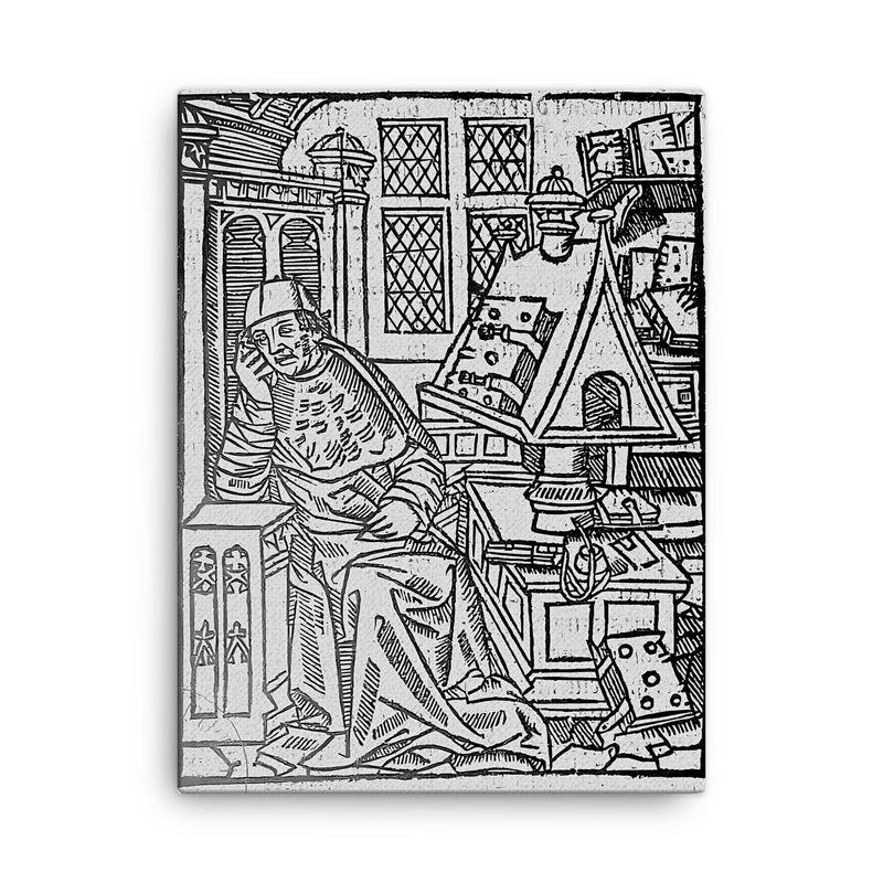 Chretien de Troyes canvas print on a plain backdrop in size 18