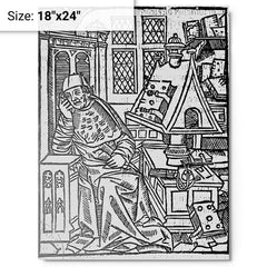 Chretien de Troyes metal print on a plain backdrop in size 18"x24".